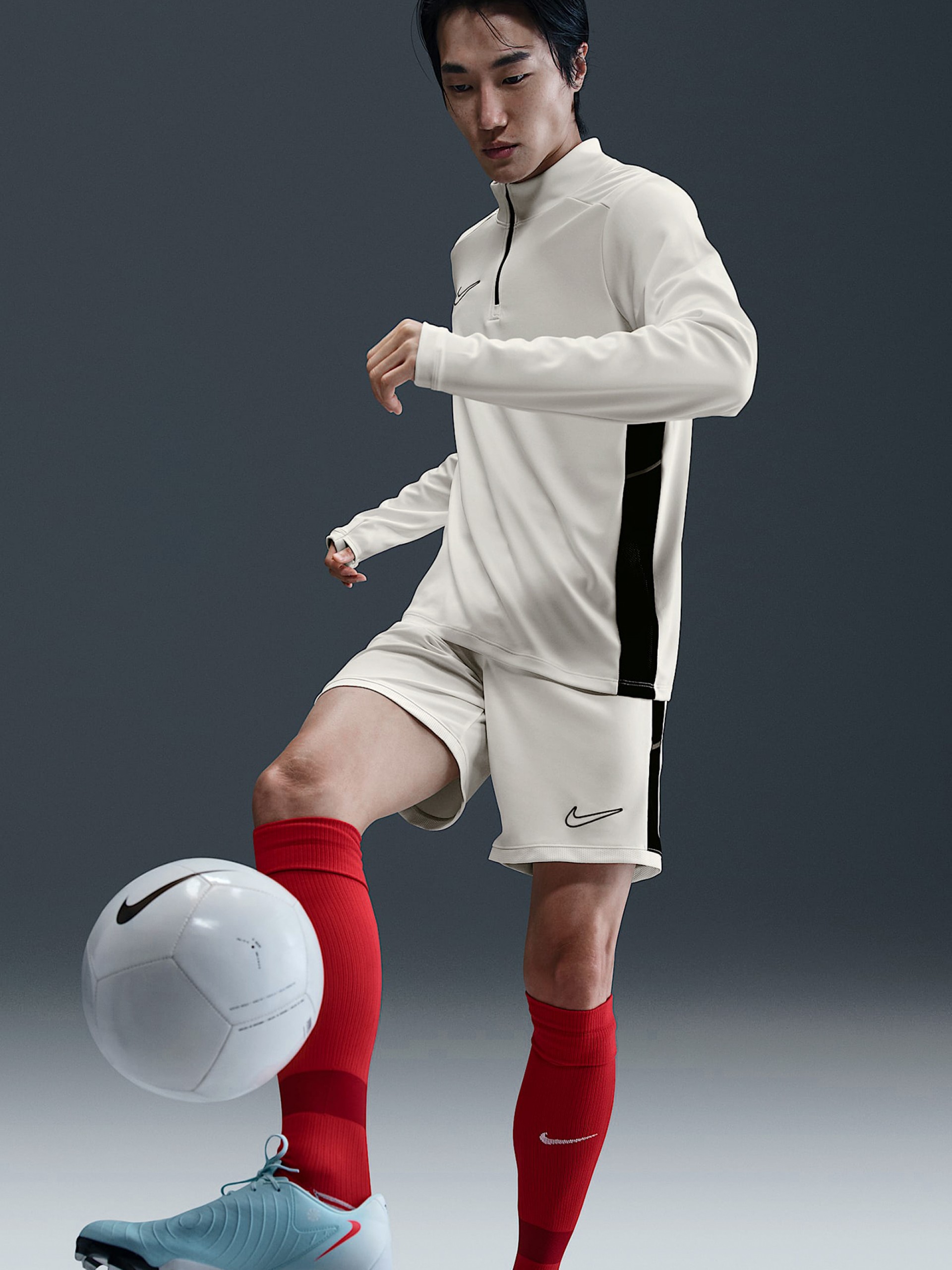 Sudadera con Cremallera de Fútbol Nike Academy Dri-FIT Blanca y Negra Para Hombre