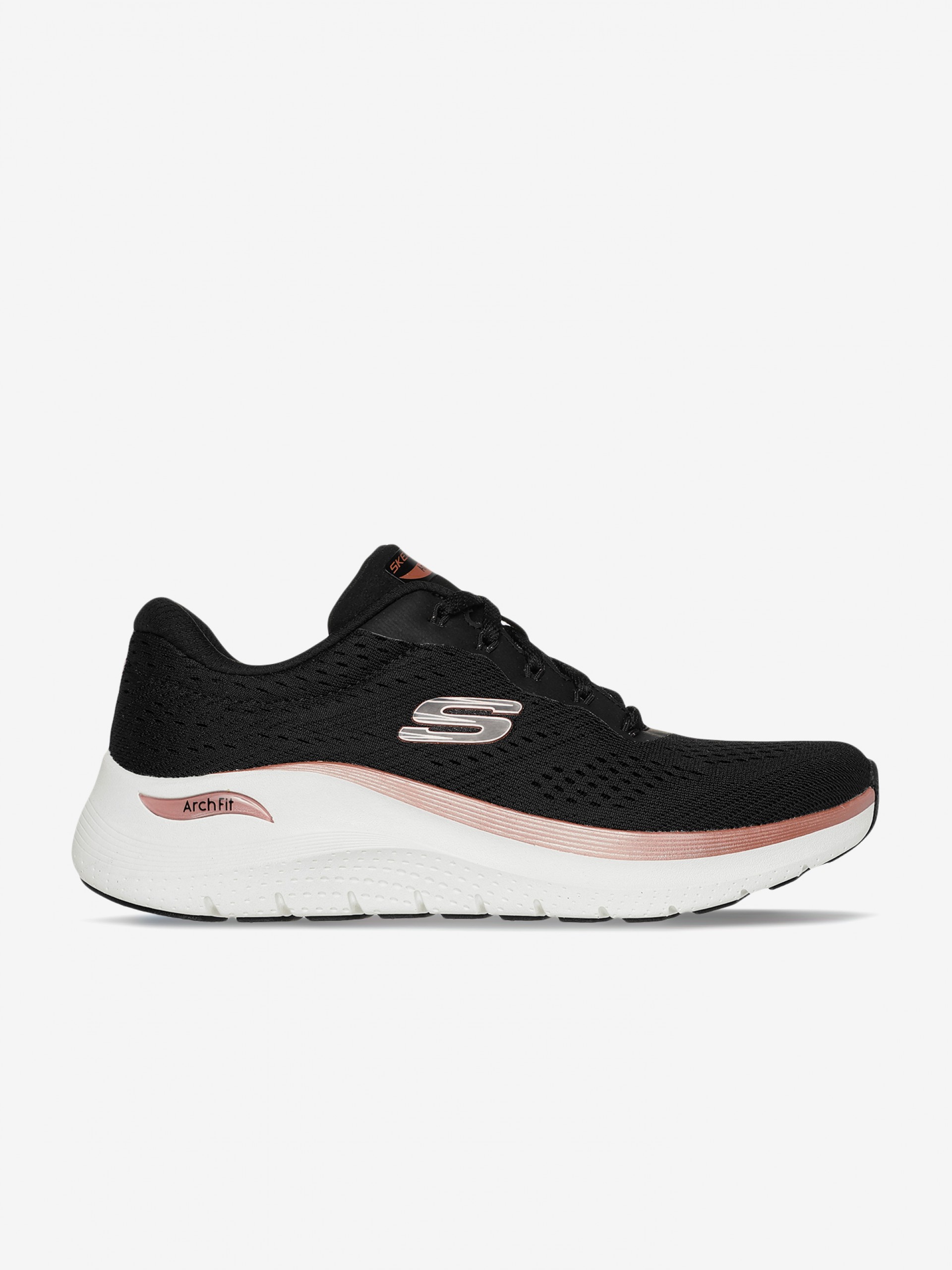 Zapatillas Skechers Arch Fit 2.0 - Glow The Distance Negras y Oro Rosa