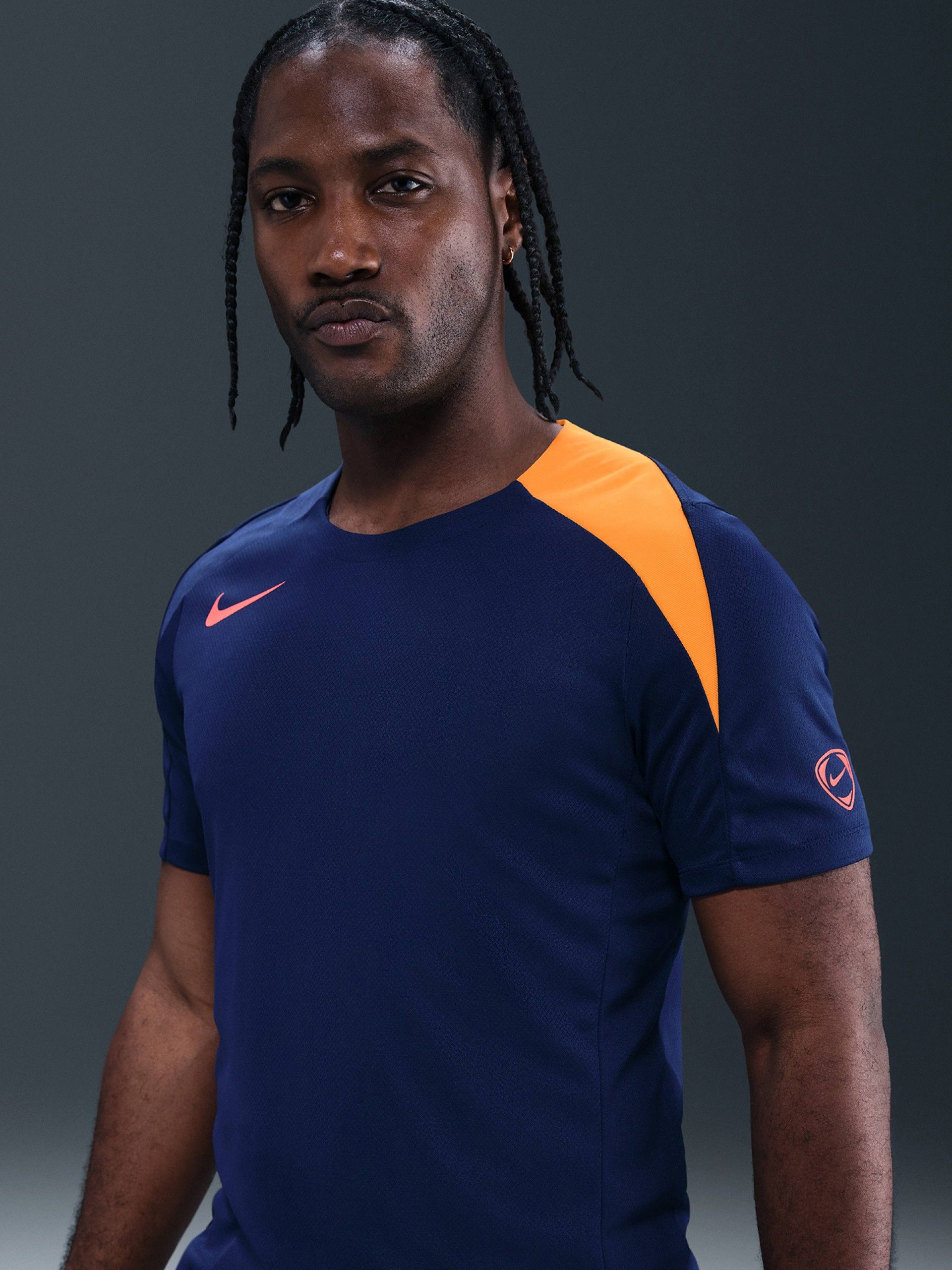 Camiseta de Fútbol Nike Dri-FIT Strike Total 90 Azul y Naranja Para Hombre