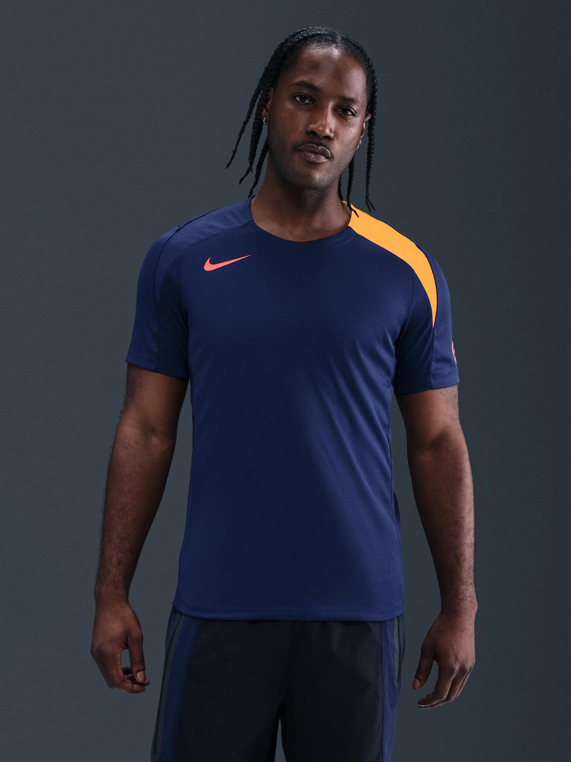 Camiseta de Fútbol Nike Dri-FIT Strike Total 90 Azul y Naranja Para Hombre