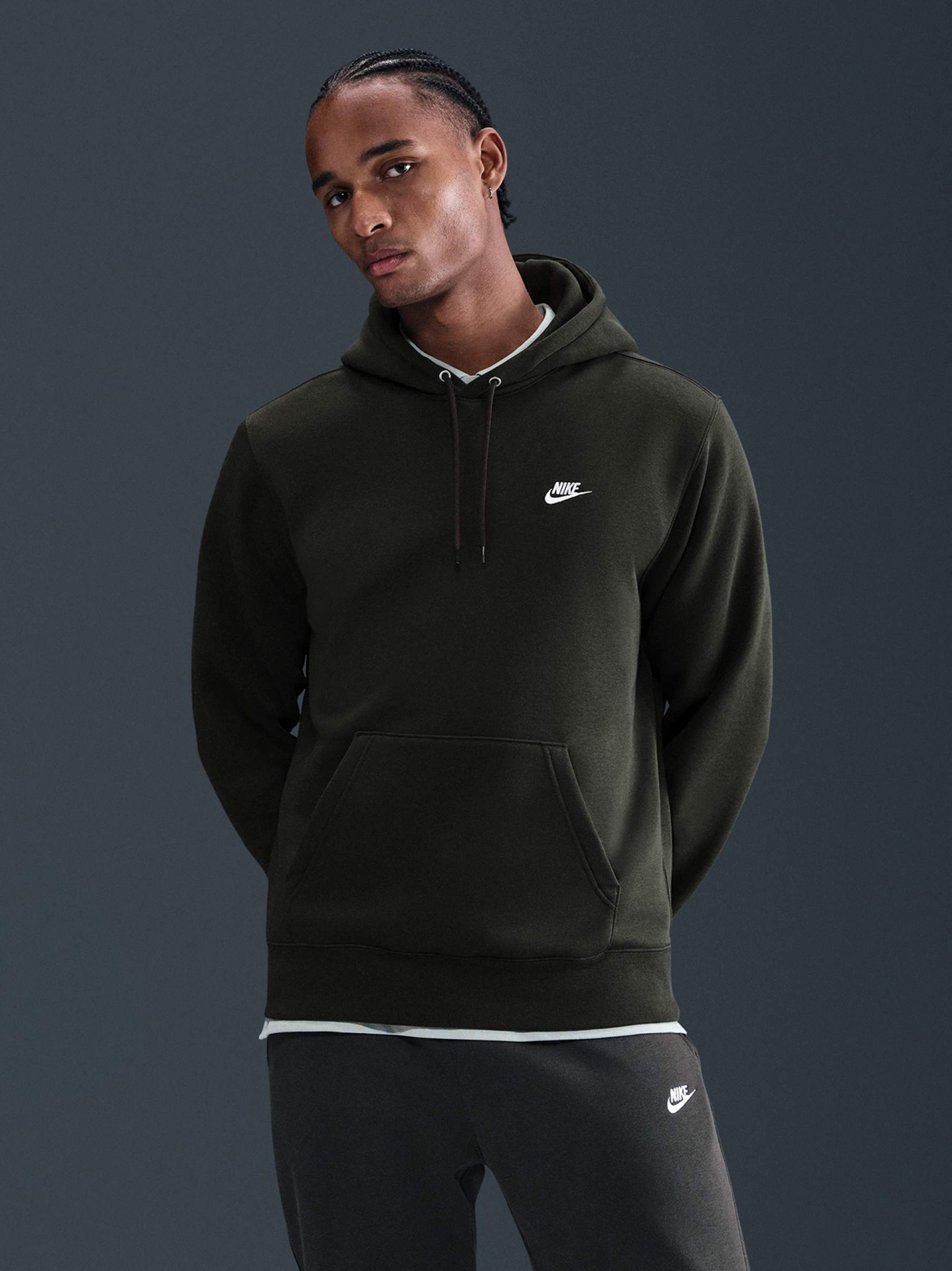 Camisola com Capuz Nike Club Fleece Verde Para Homem