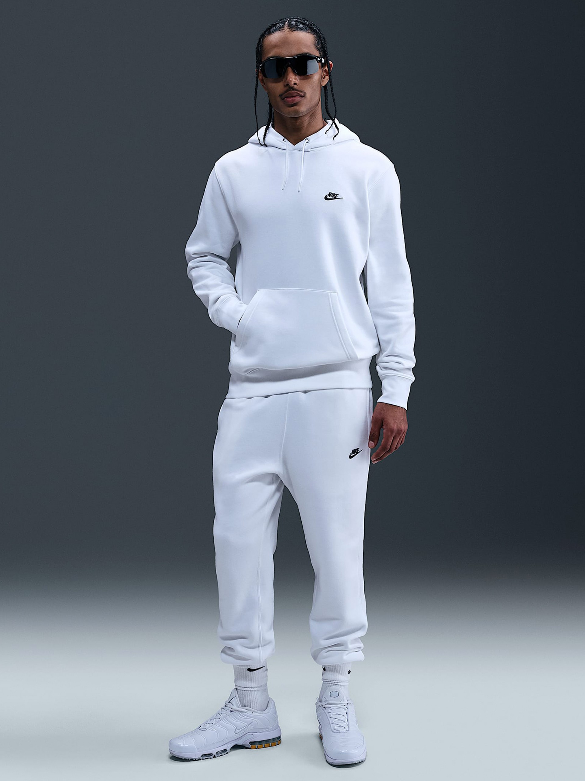 Camisola com Capuz Nike Club Fleece Branca Para Homem