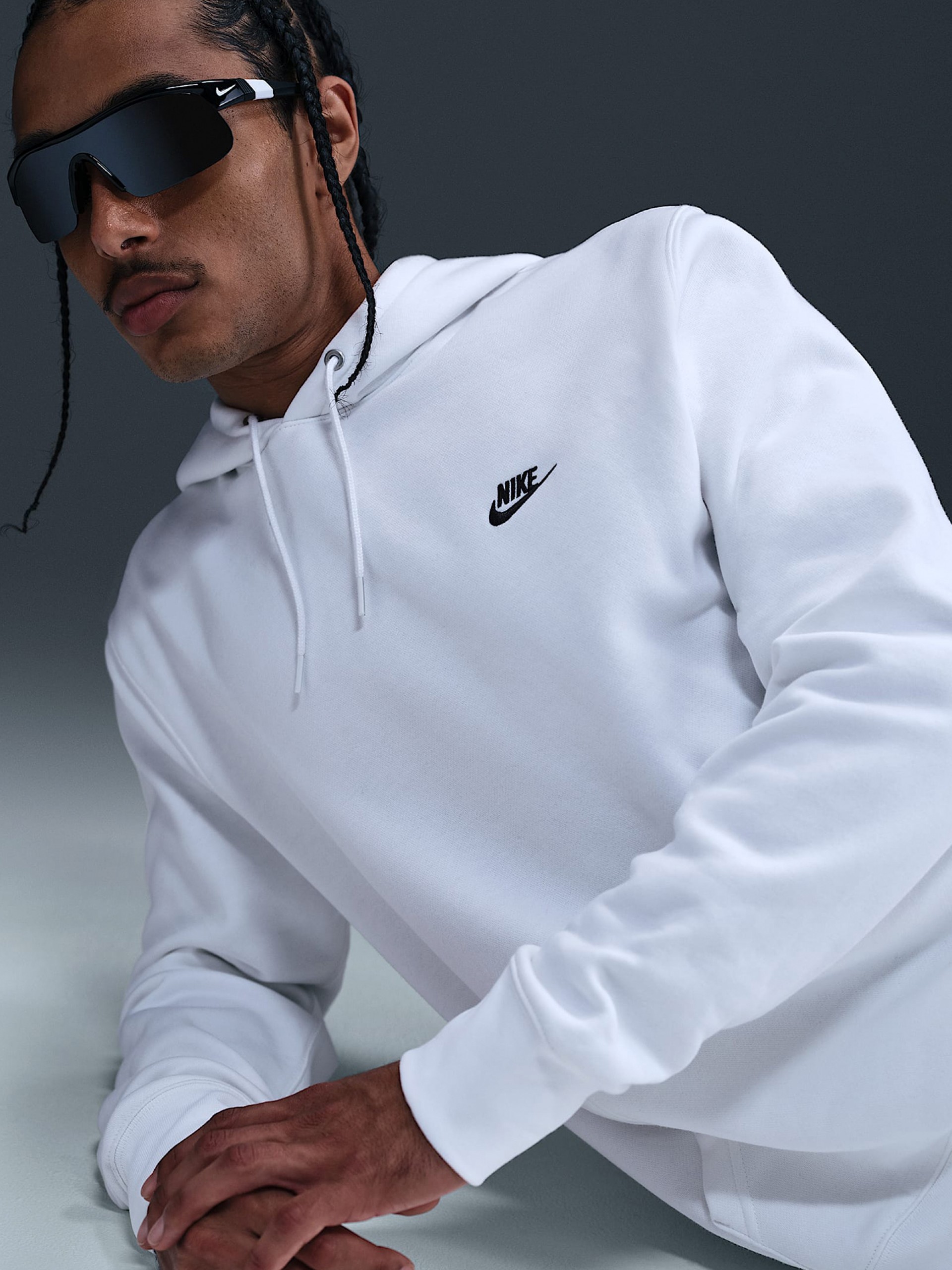 Nike Club Fleece White Hoodie For Men