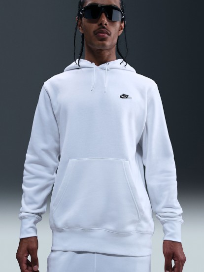 Camisola com Capuz Nike Club Fleece Branca Para Homem