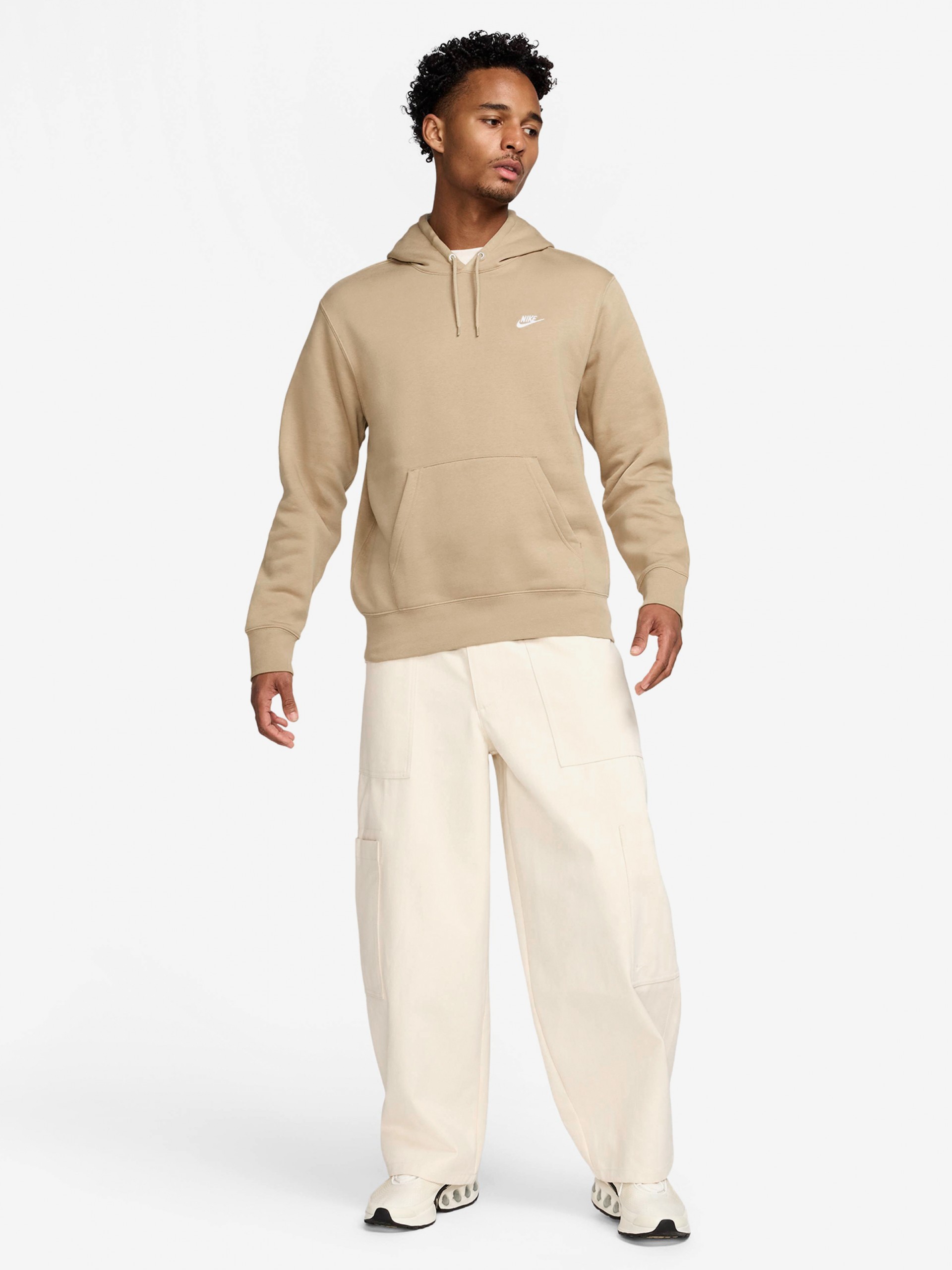 Camisola com Capuz Nike Club Fleece Bege Para Homem