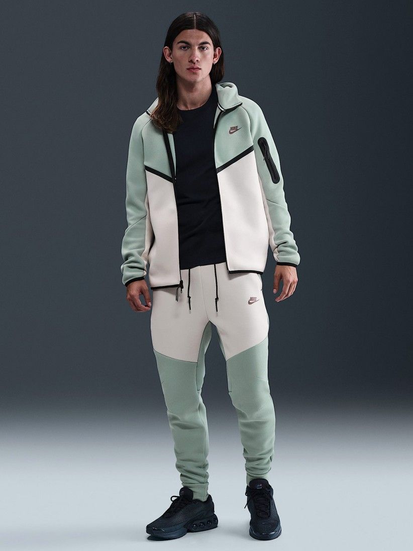 Calas Nike Tech Fleece Slim Fit Verdes e Bege Para Homem