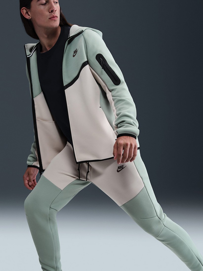Calas Nike Tech Fleece Slim Fit Verdes e Bege Para Homem