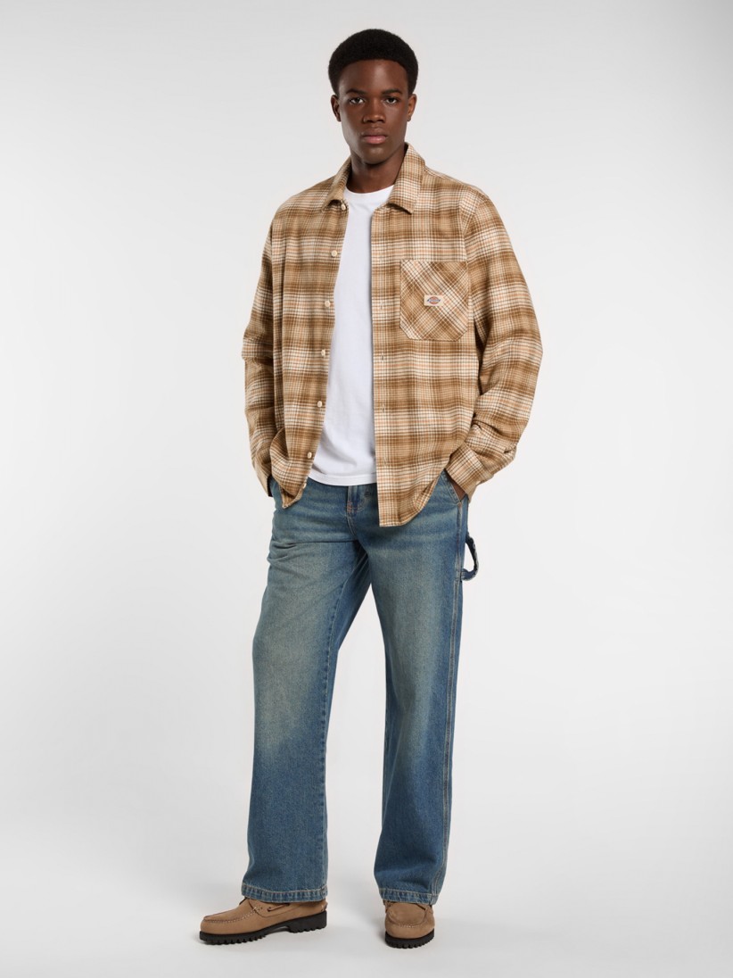 Dickies Forest Chequered Pattern Camel Shirt