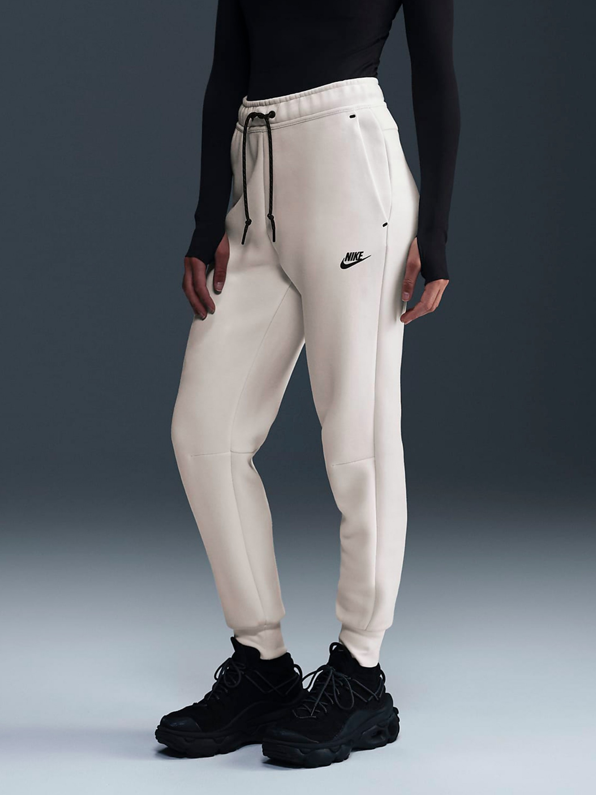 Nike Sportswear Tech Fleece Mid-Rise White Trousers For Women