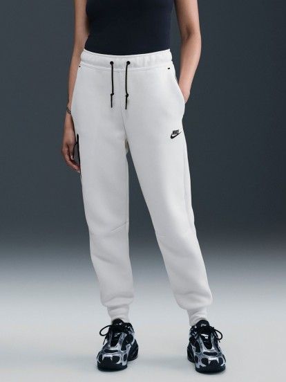 Calas Nike Sportswear Tech Fleece Mid-Rise Brancas Para Mulher