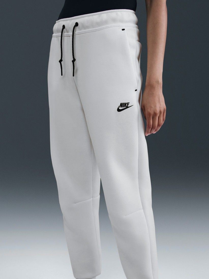 Calas Nike Sportswear Tech Fleece Mid-Rise Brancas Para Mulher