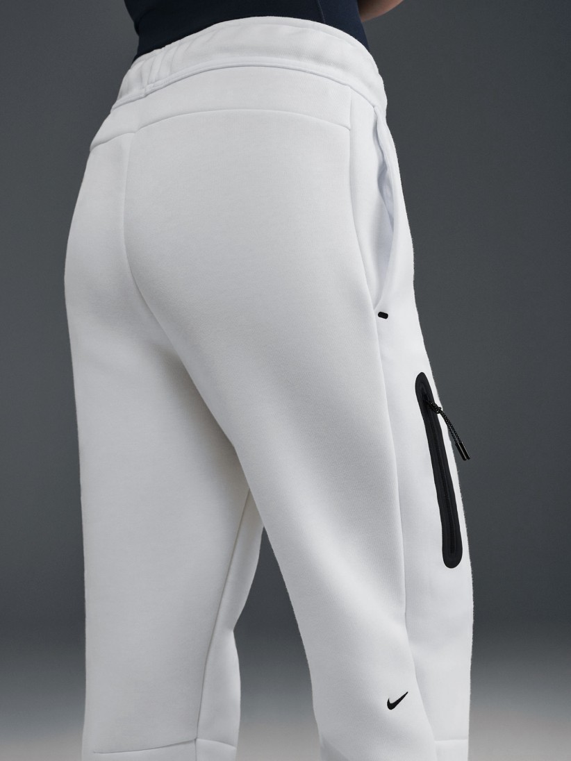 Calas Nike Sportswear Tech Fleece Mid-Rise Brancas Para Mulher