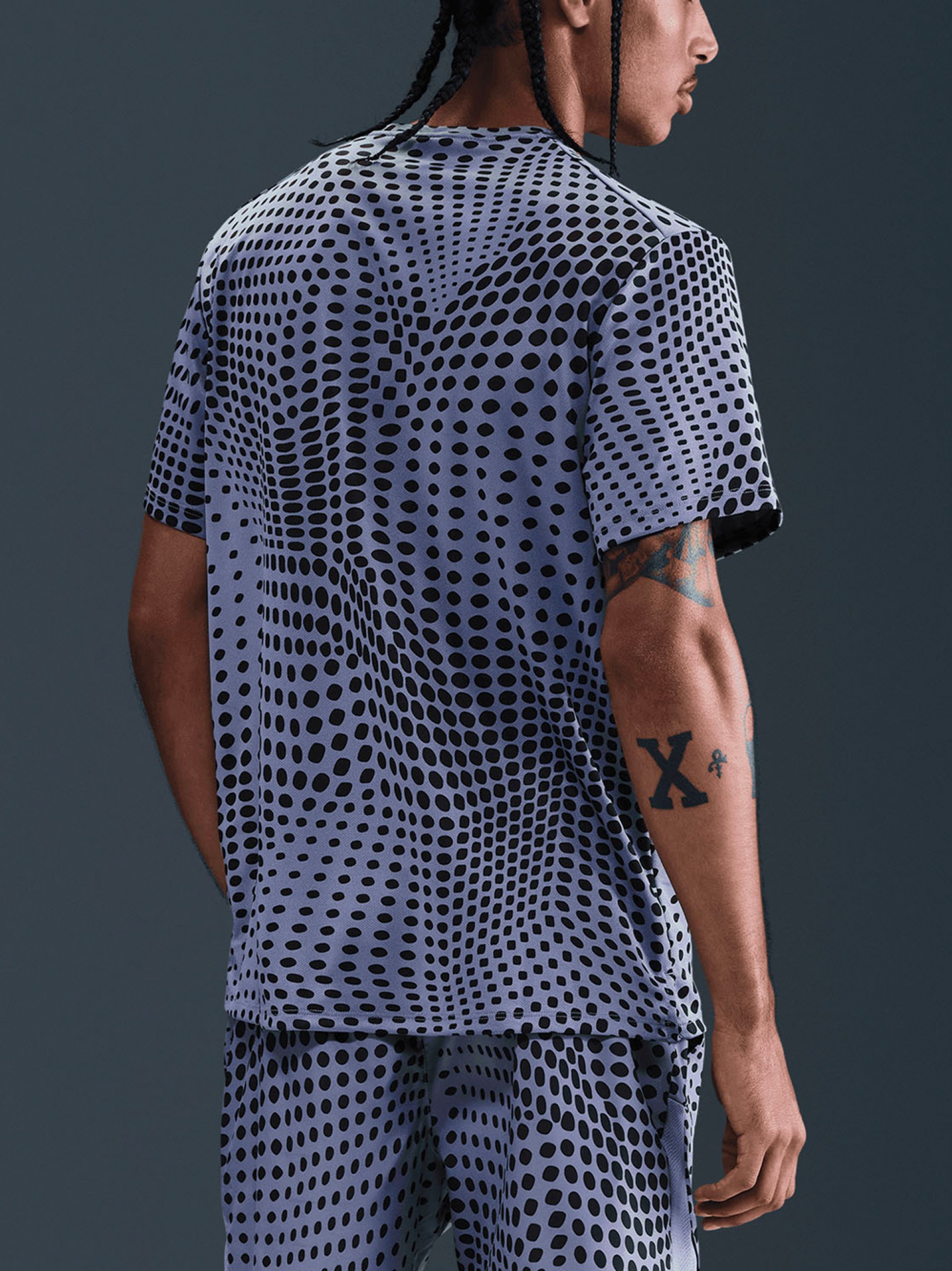 Nike Dri-FIT Miler Print Blue and Black Running T-shirt For Men