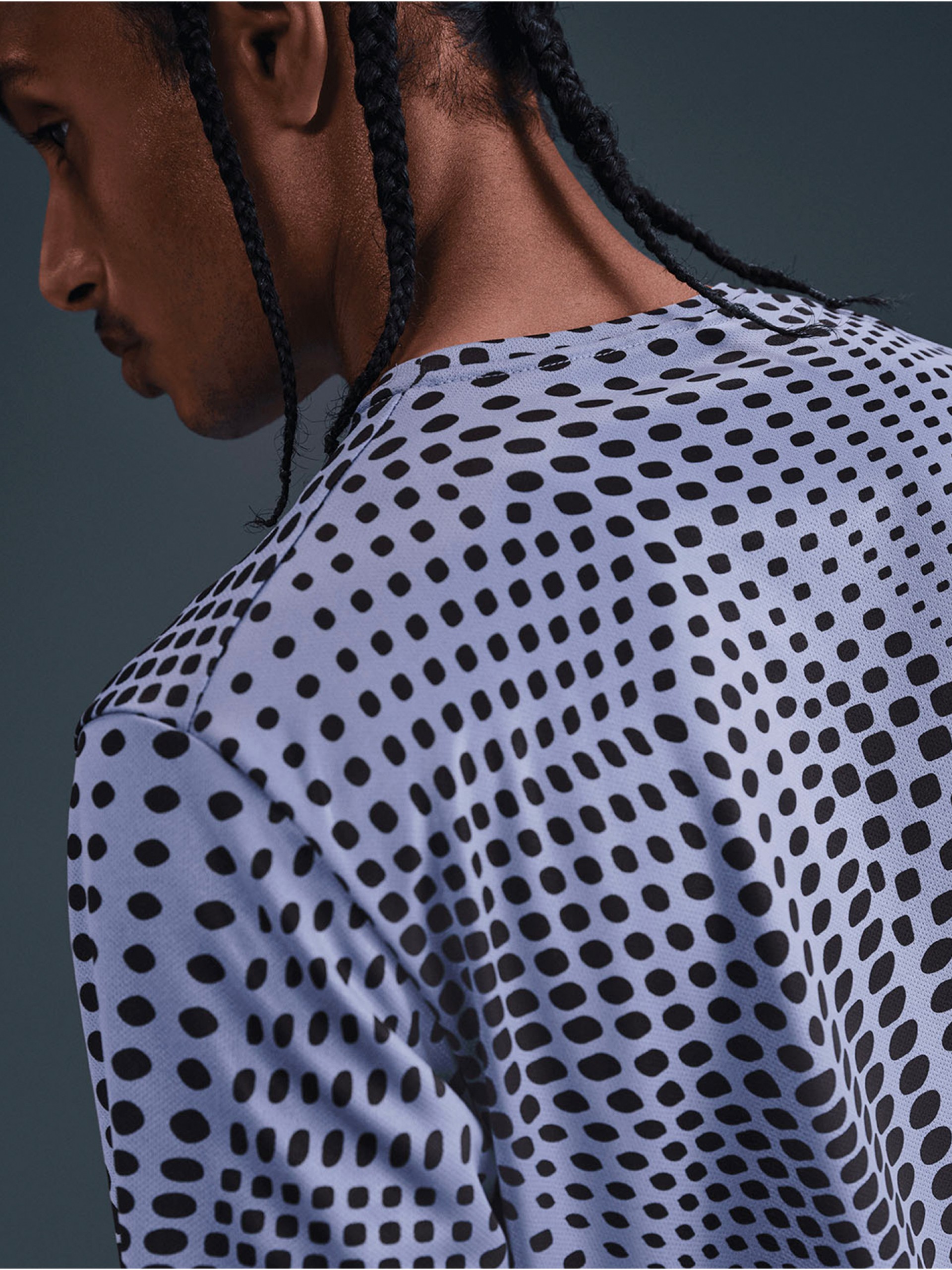 Nike Dri-FIT Miler Print Blue and Black Running T-shirt For Men