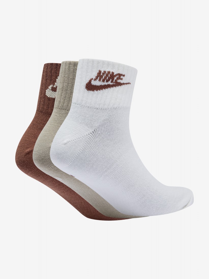 Nike Everyday Essential Ankle Brown/Khaki/White Socks (3 Pairs)