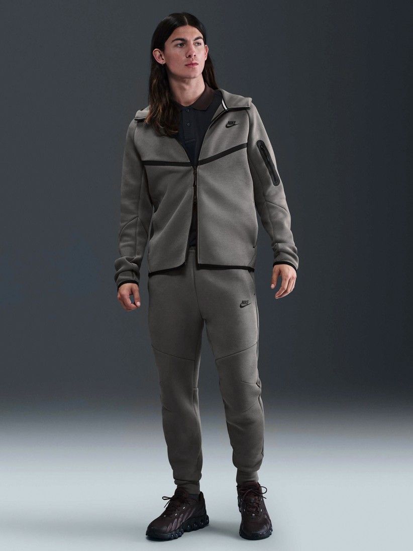 Nike Tech Fleece Windrunner Grey and Black Hooded Jacket For Men