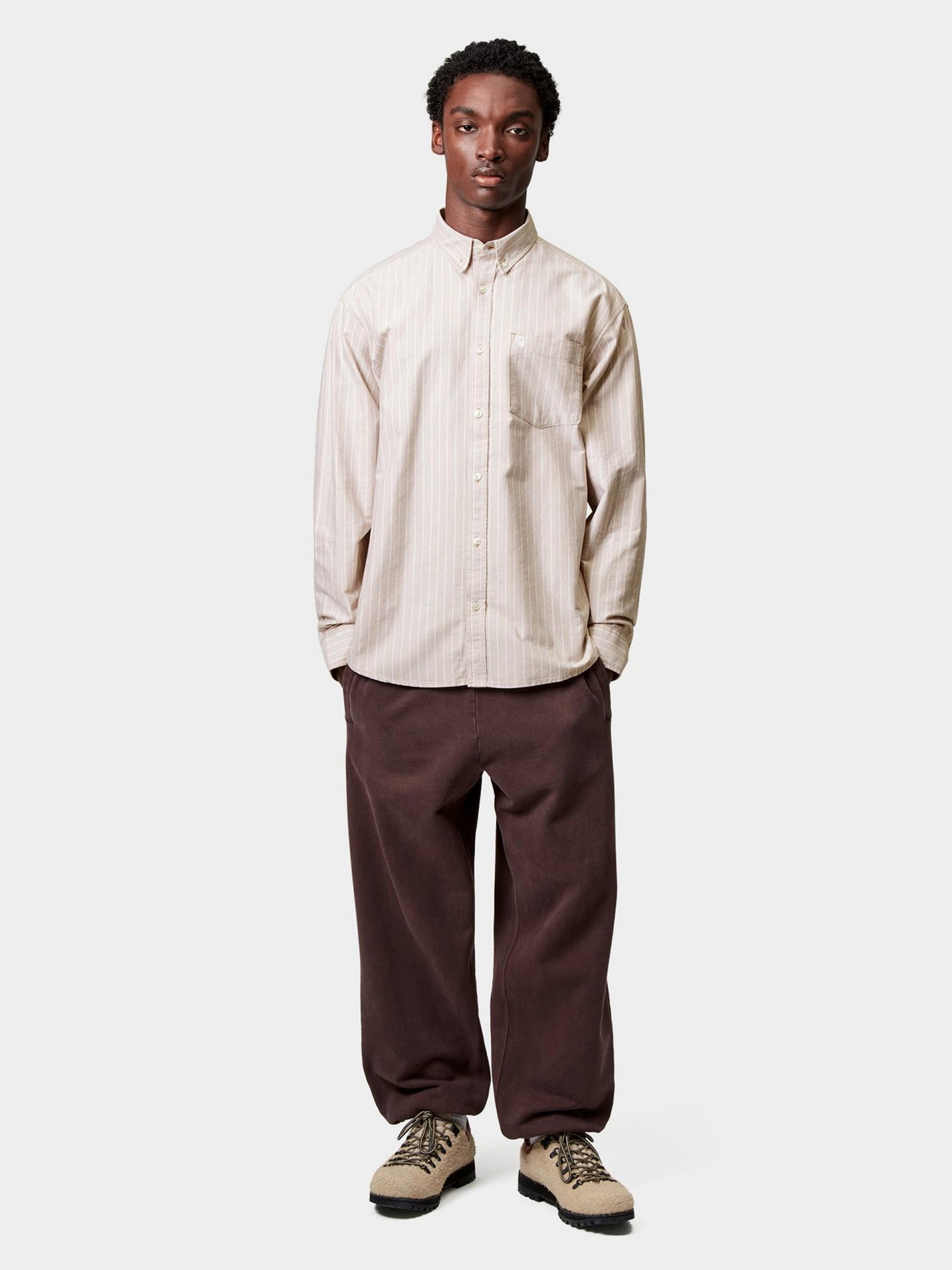 Camisa Carhartt WIP Cassel Às Riscas Bege