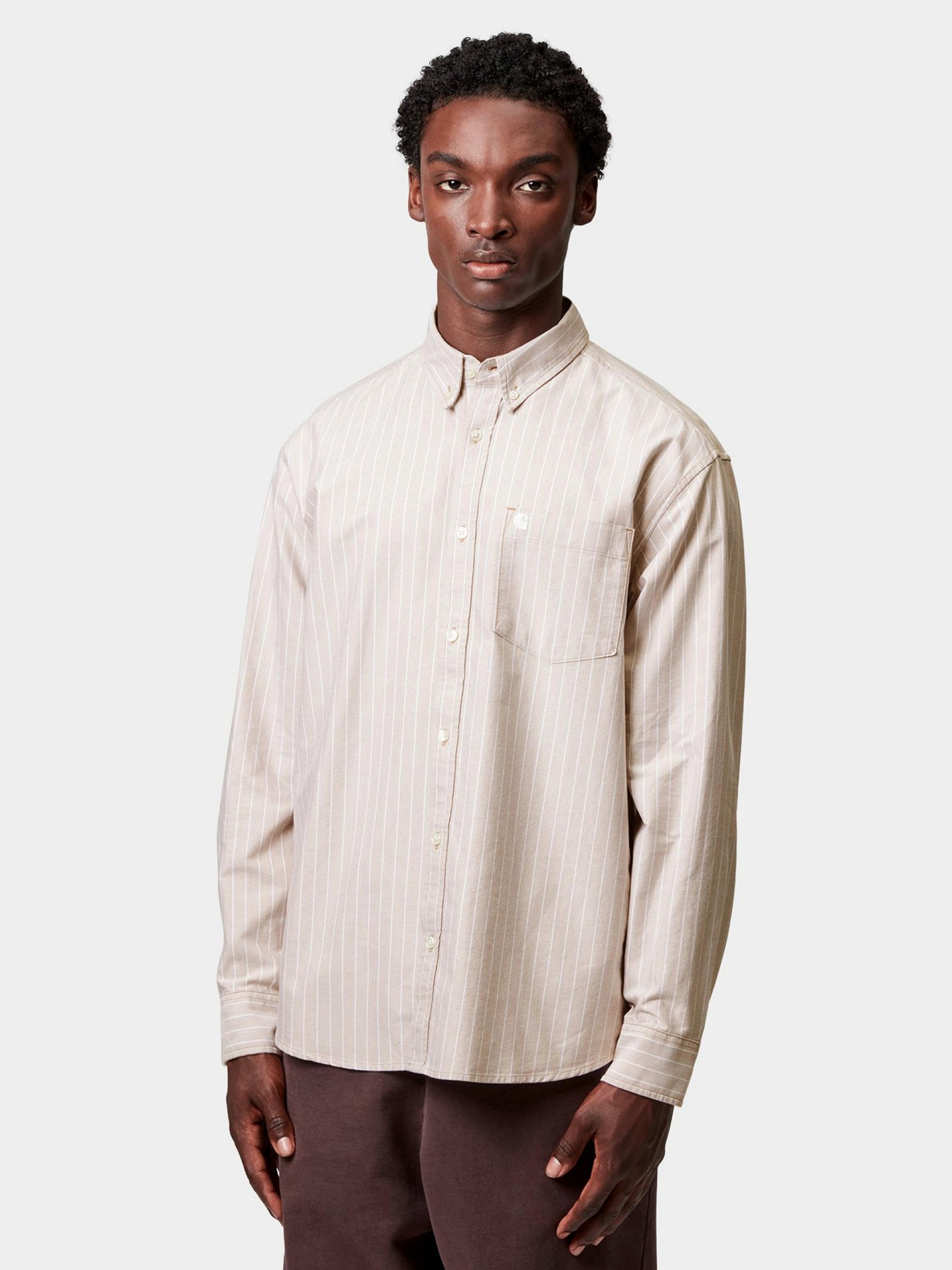 Camisa Carhartt WIP Cassel Às Riscas Bege