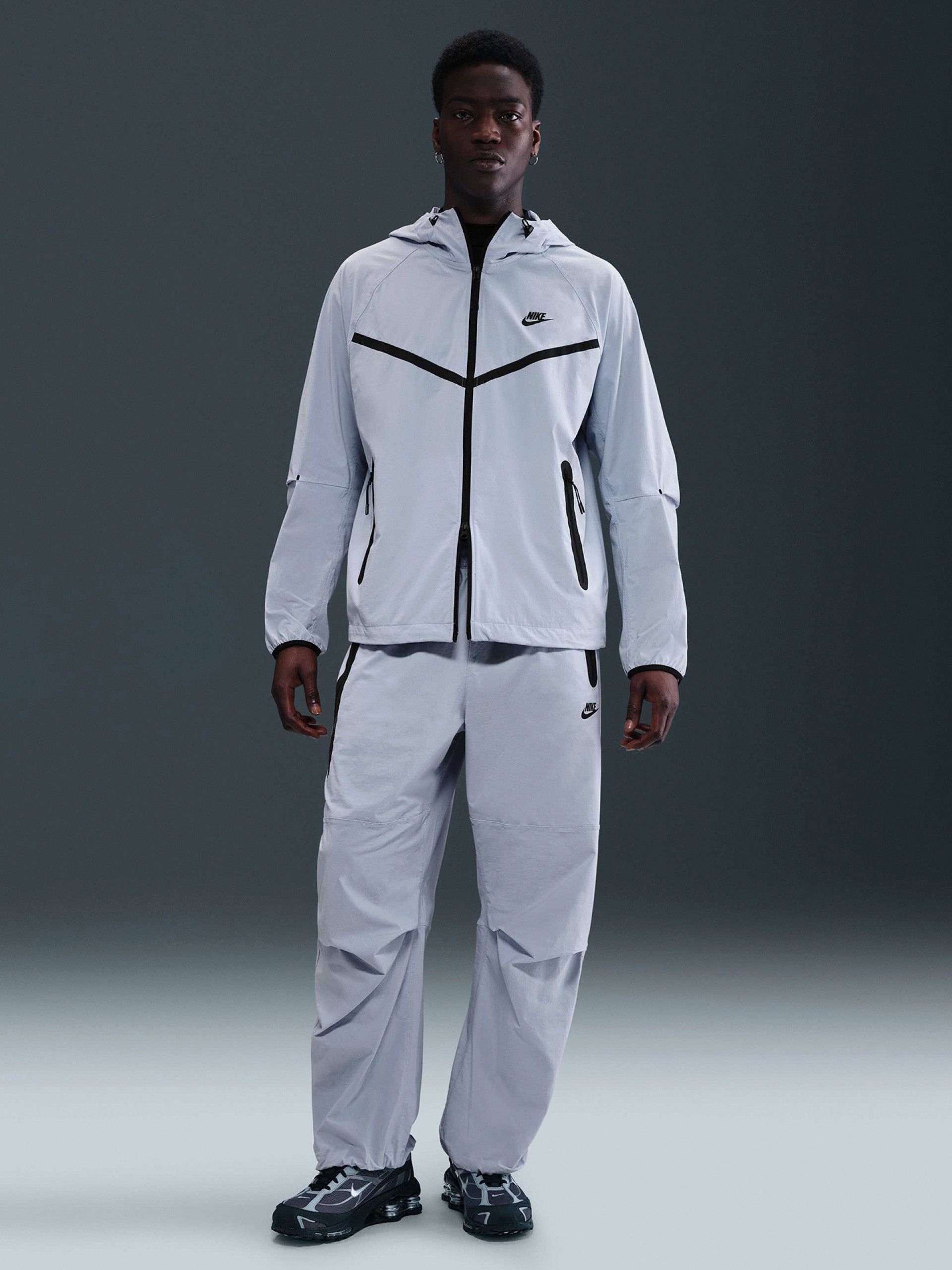 Casaco Corta-Vento com Capuz Nike Tech Woven Azul Para Homem