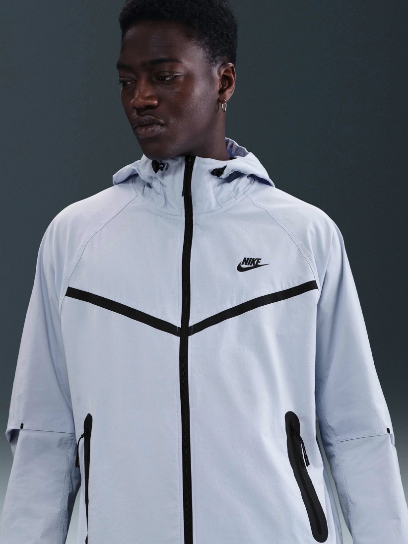 Nike Tech Woven Blue Hooded Windbreaker Jacket For Men