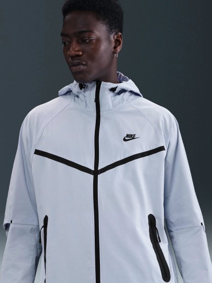 Nike Tech Woven Blue Hooded Windbreaker Jacket For Men