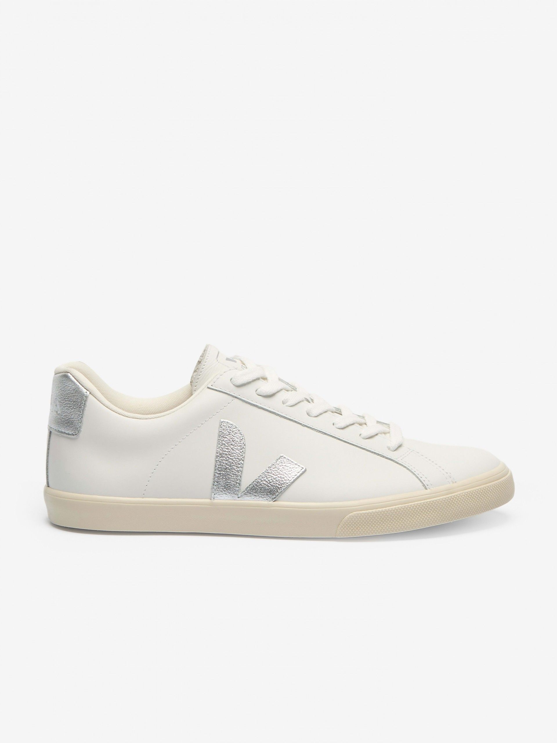 VEJA Esplar Leather White and Silver Sneakers