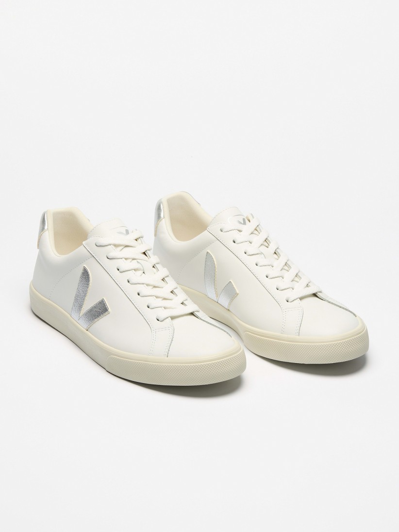 Sapatilhas VEJA Esplar Leather Brancas e Prateadas