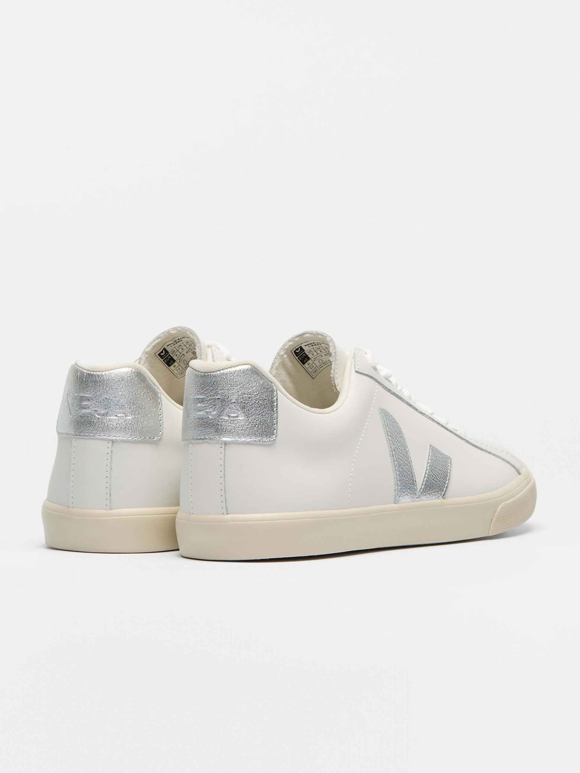 VEJA Esplar Leather White and Silver Sneakers