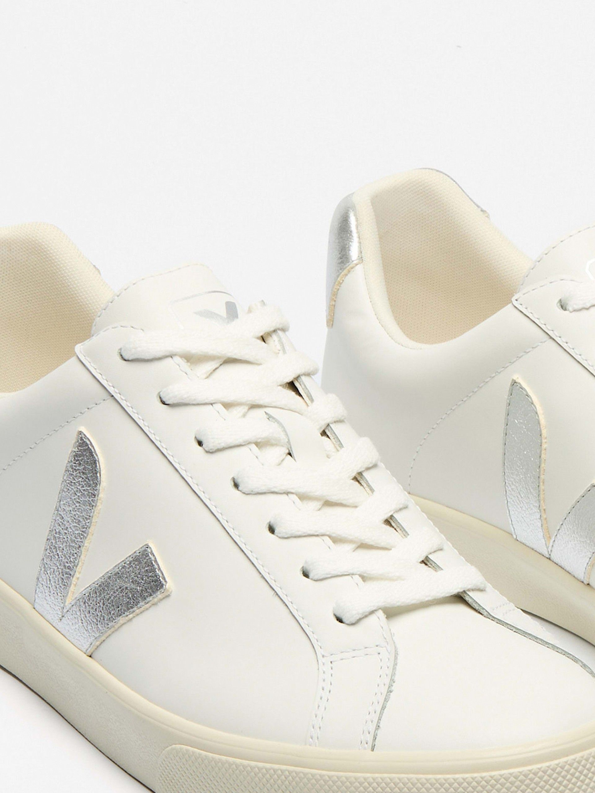 VEJA Esplar Leather White and Silver Sneakers