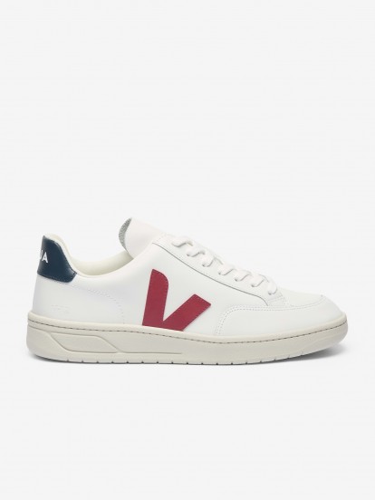 Sapatilhas VEJA V-12 Leather Brancas e Vermelhas