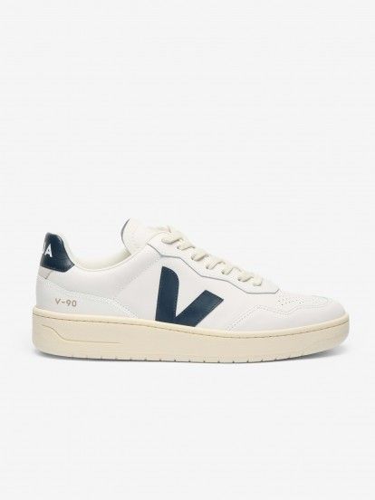 Sapatilhas VEJA V-90 Leather Brancas e Azuis