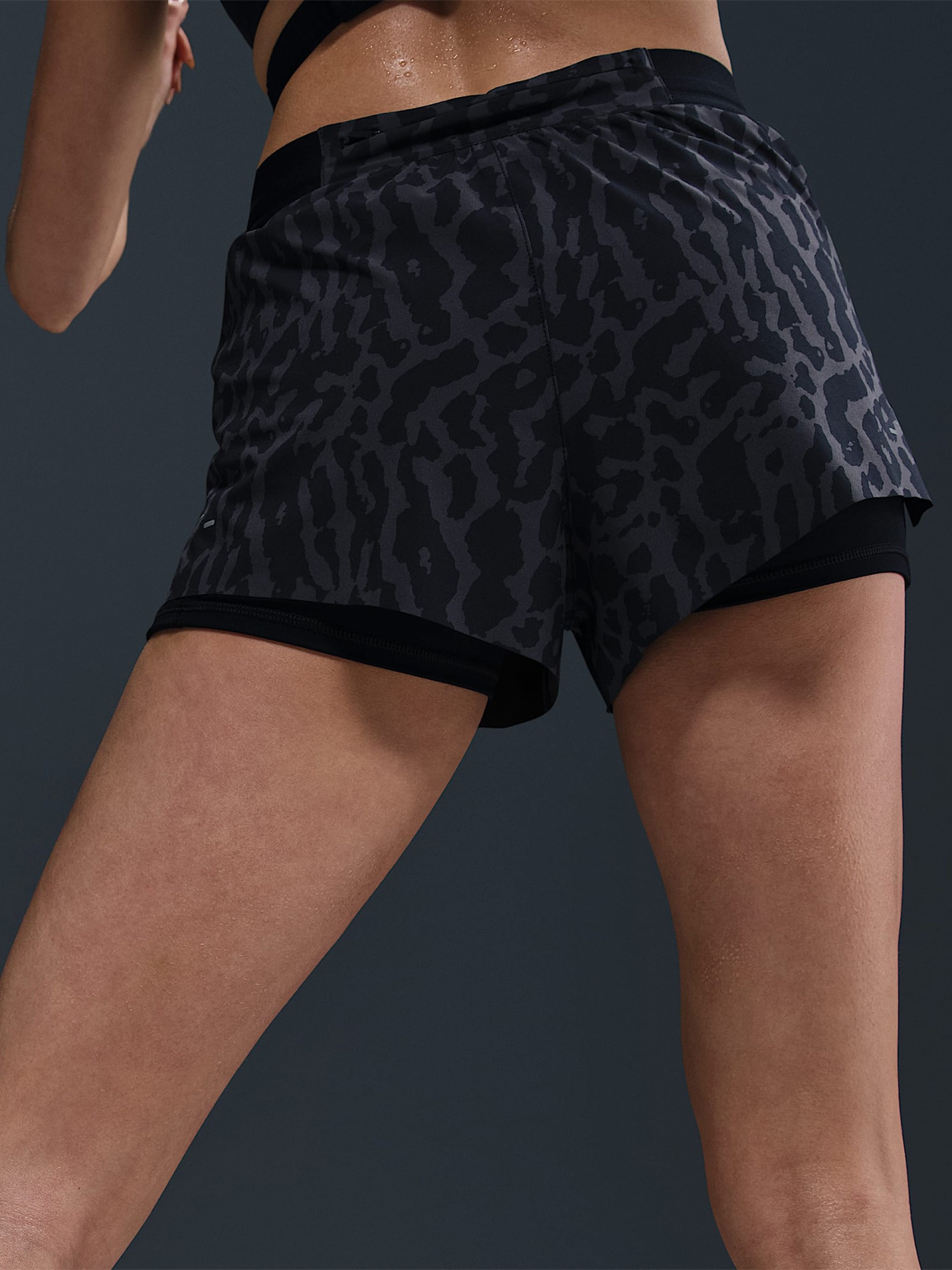Nike Swift Dri-FIT Mid-Rise Black 2 in 1 Running Shorts For Women