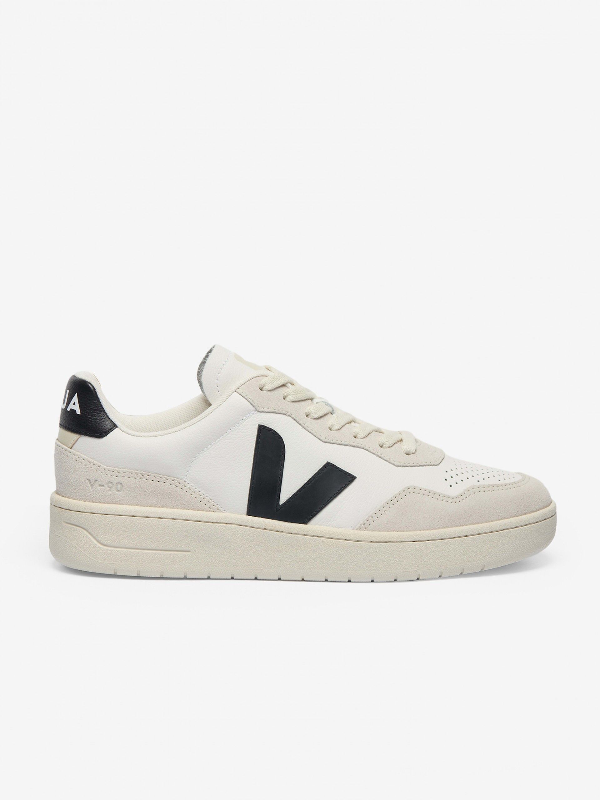 Sapatilhas VEJA V-90 Leather Brancas e Pretas