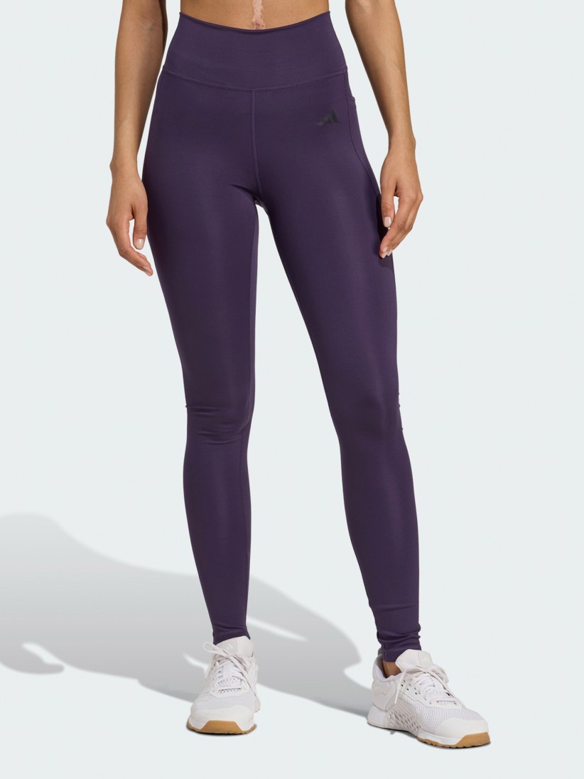 Adidas Optime Essentials Stash Pocket Full-Length Purple Training Leggings