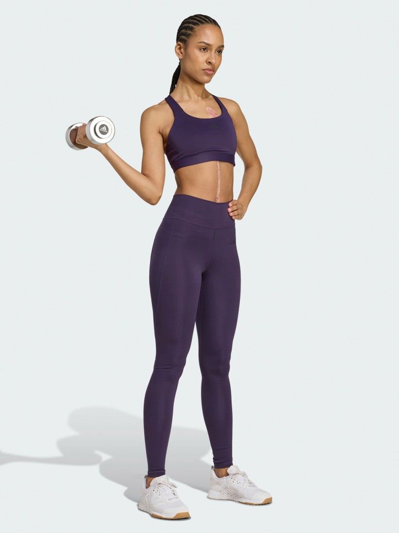 Adidas Optime Essentials Stash Pocket Full-Length Purple Training Leggings