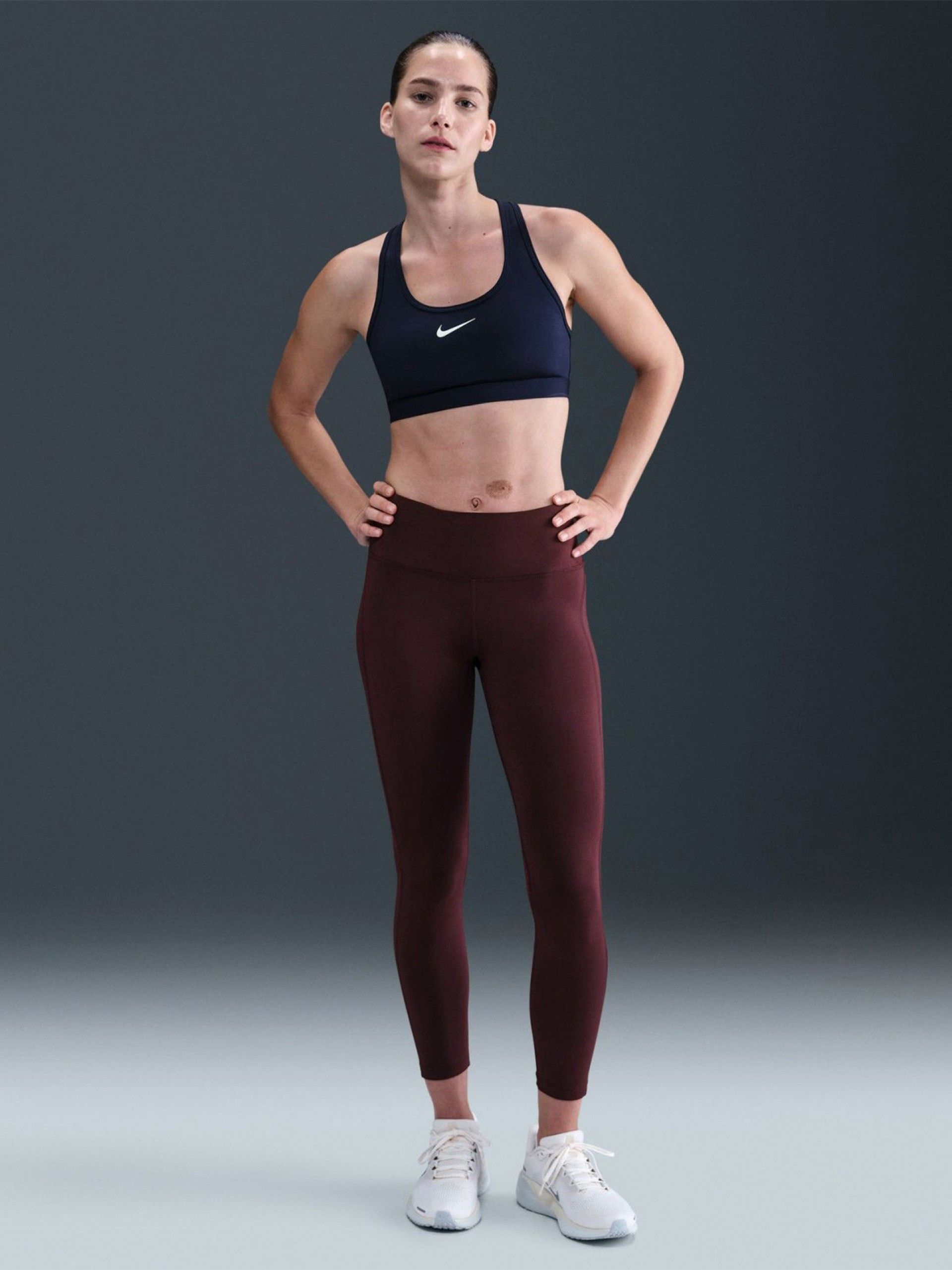 Leggings de Treino Nike Fast Mid-Rise 7/8 Bordeaux Para Mulher