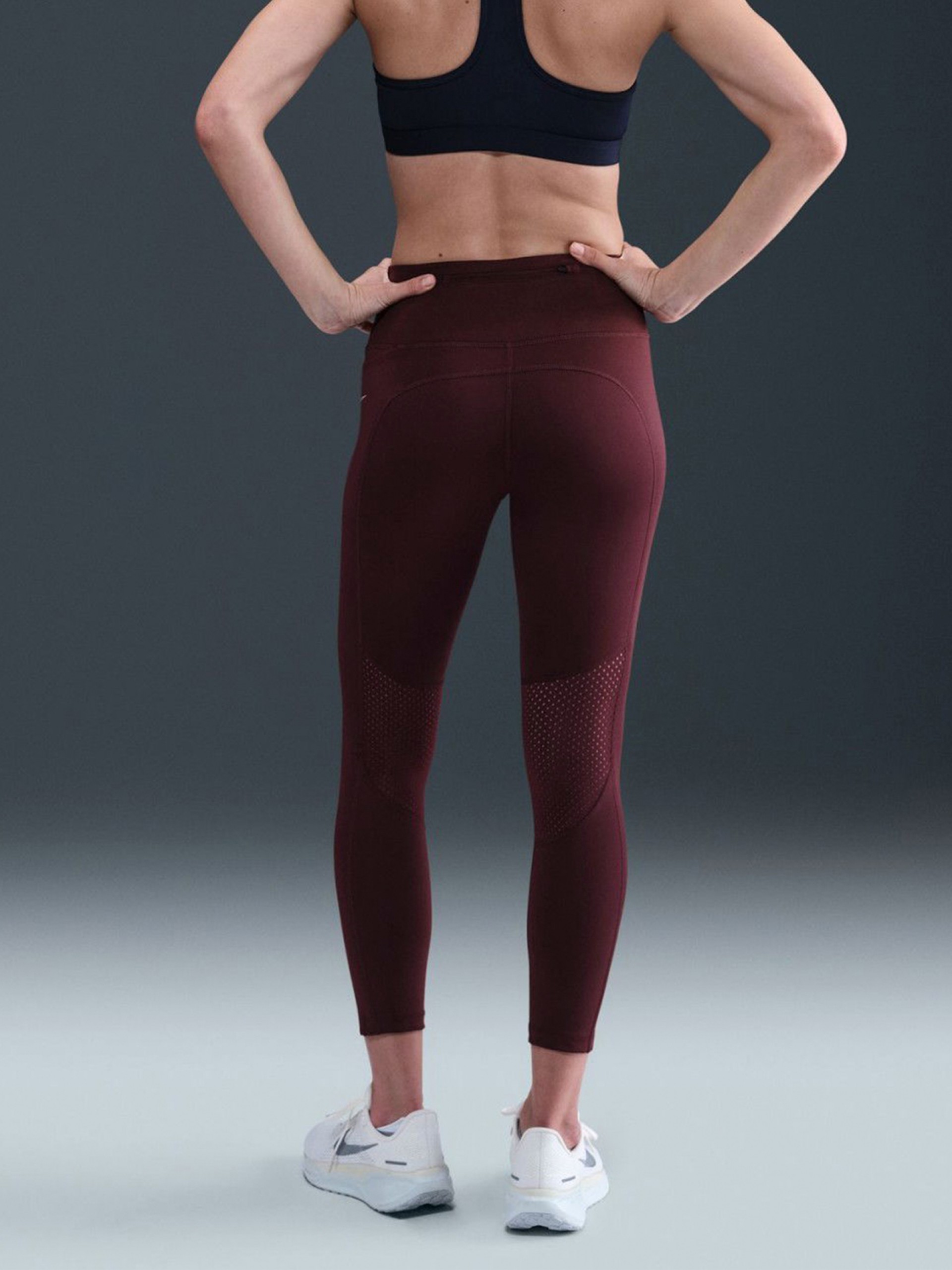 Leggings de Treino Nike Fast Mid-Rise 7/8 Bordeaux Para Mulher