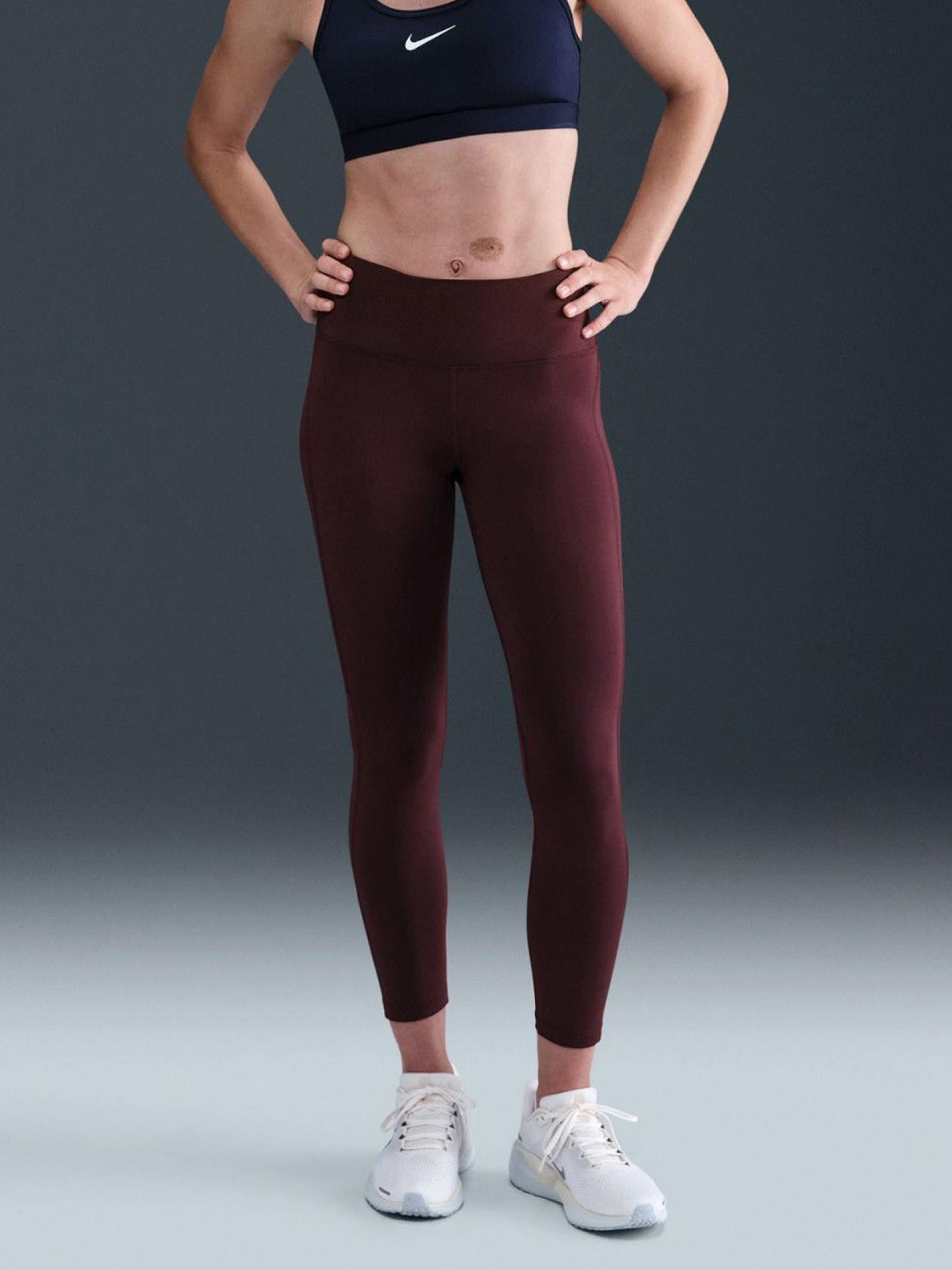 Leggings de Treino Nike Fast Mid-Rise 7/8 Bordeaux Para Mulher