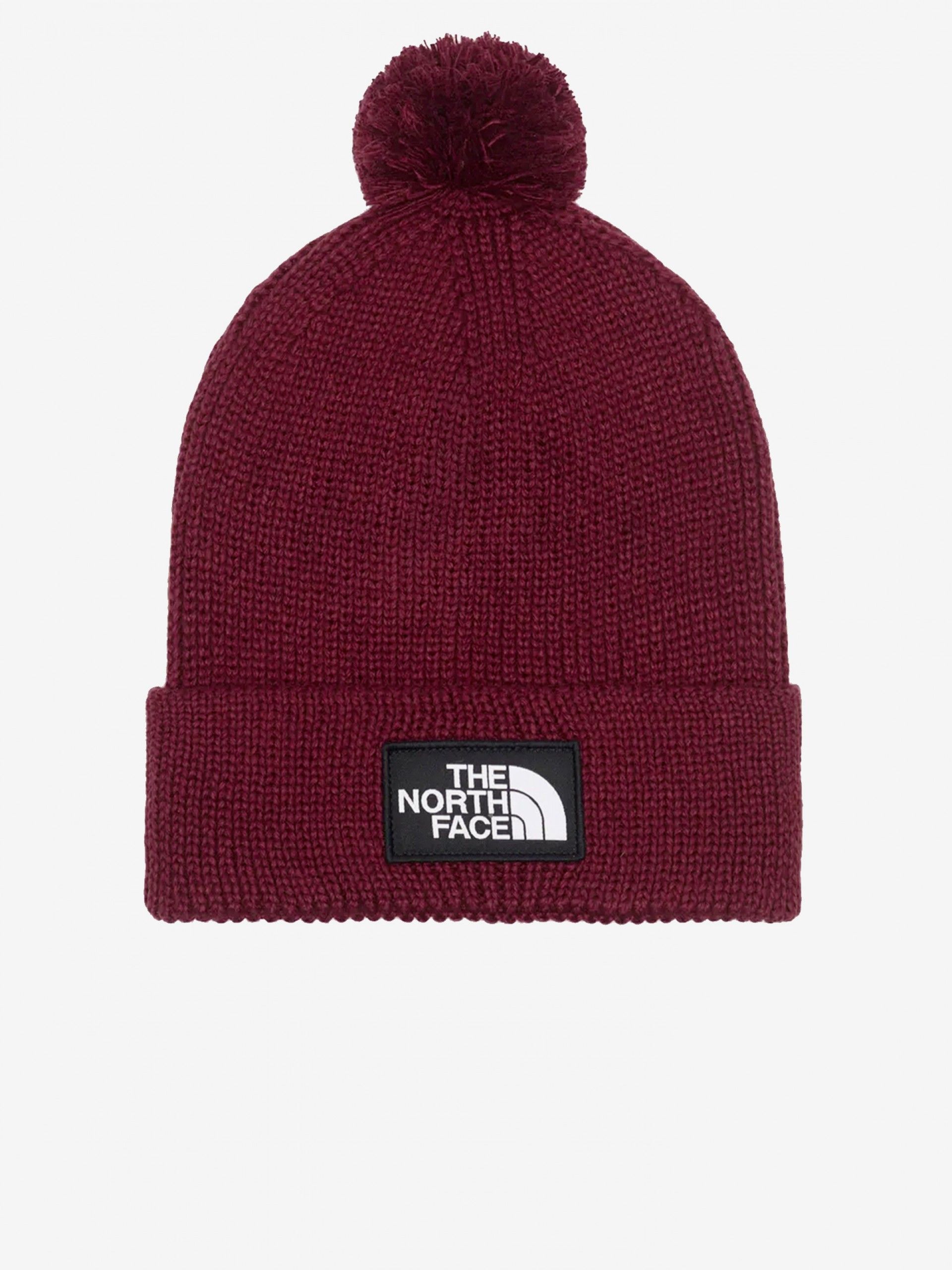 The North Face Logo Box Pompom Burgundy Beanie