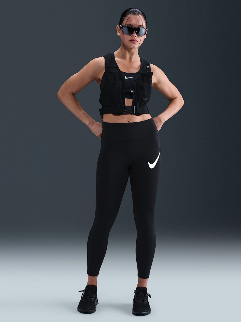 Leggings de Running Nike Tempo Swoosh High Rise 7/8 Pretas Para Mulher