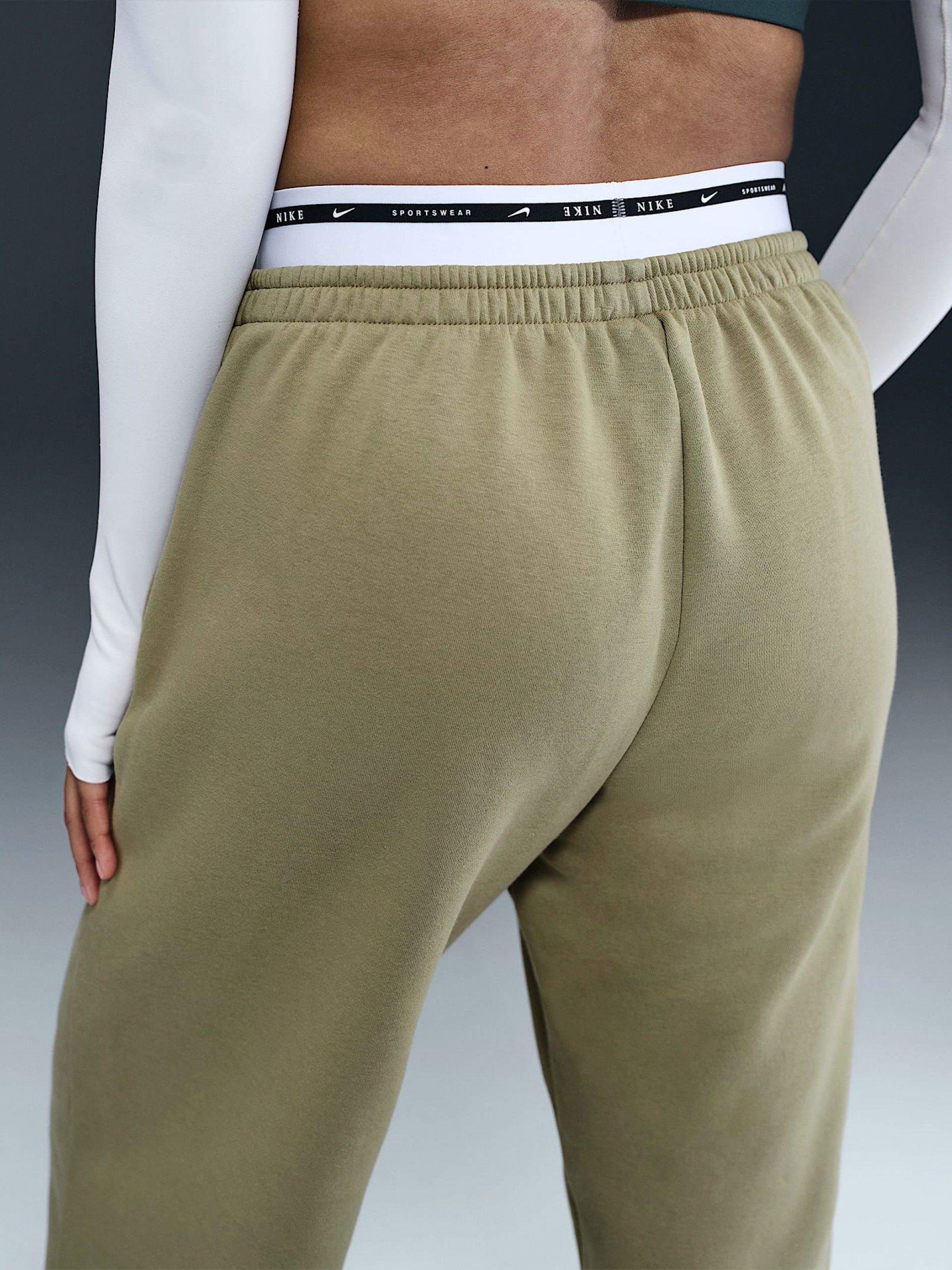 Nike Sportswear Phoenix Fleece High Rise Green Trousers For Women