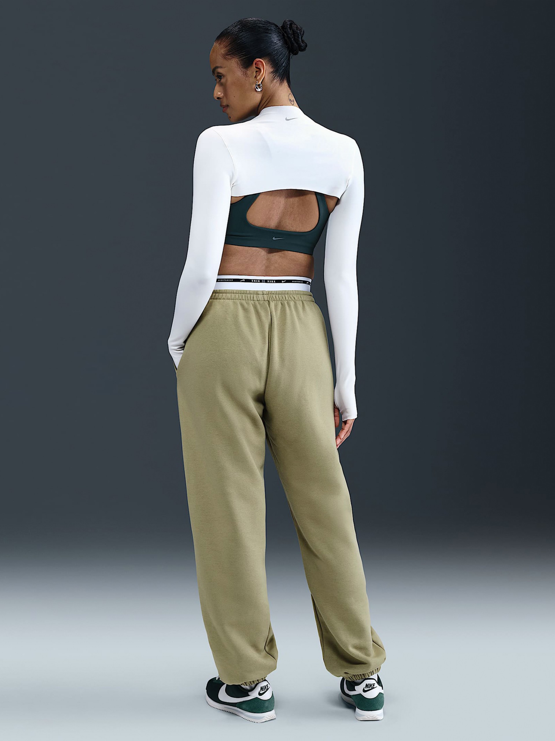 Pantalones Nike Sportswear Phoenix Fleece High Rise Verdes Para Mujer