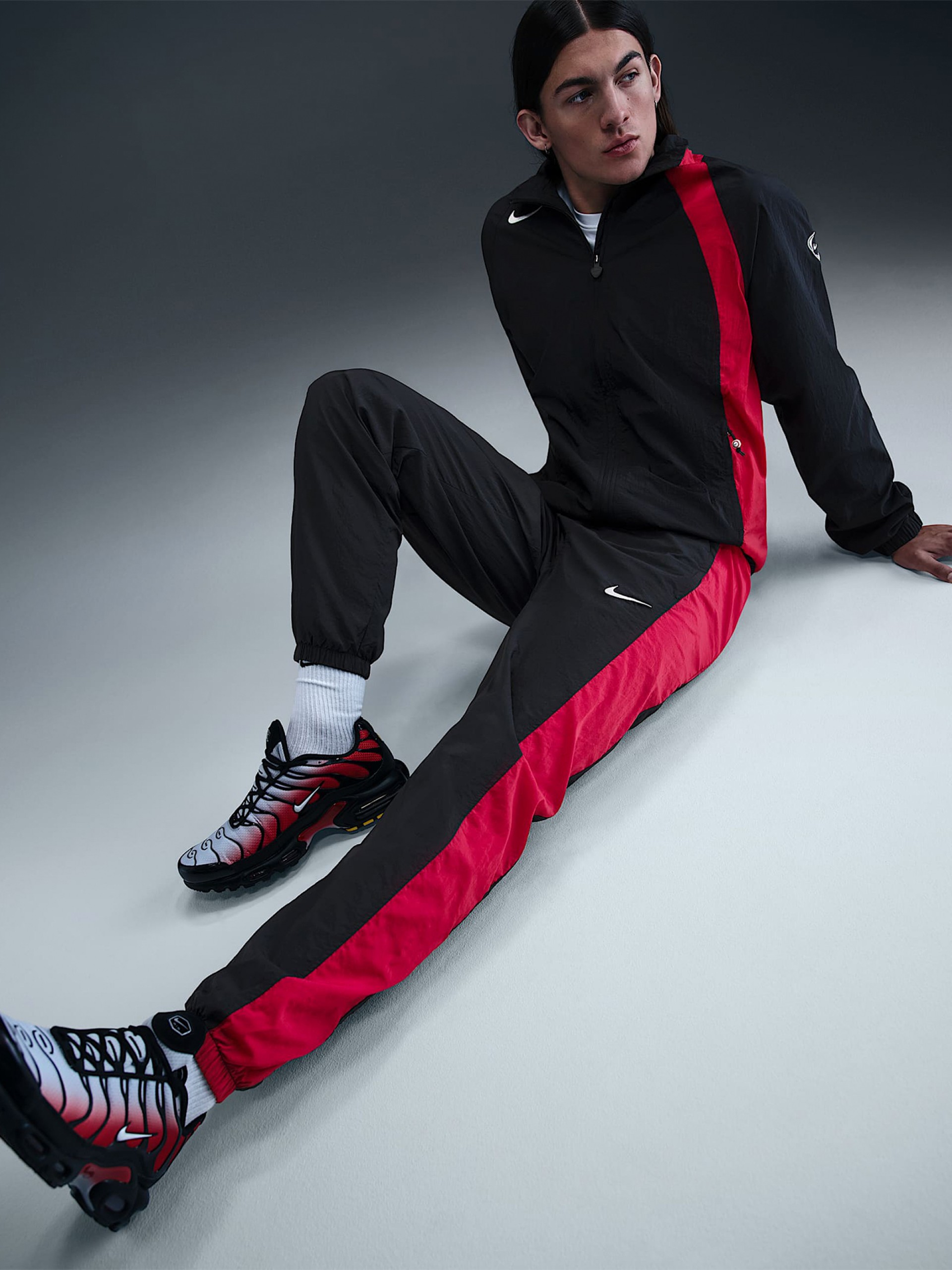 Calças de Futebol Nike Total 90 Pretas e Vermelhas Para Homem