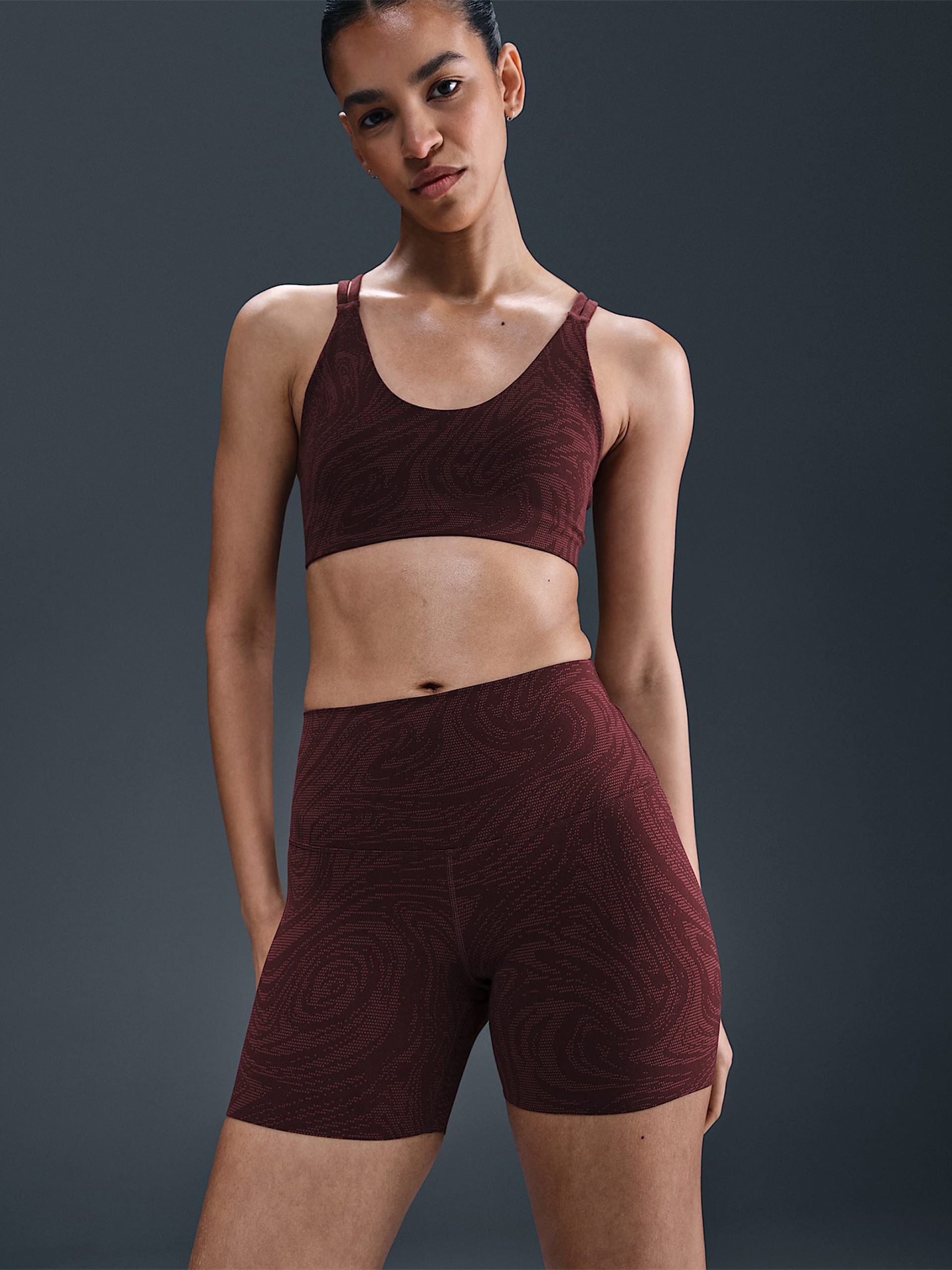 Pantalones Cortos de Ciclismo Nike Zenvy High Rise 13cm Burdeos Para Mujer