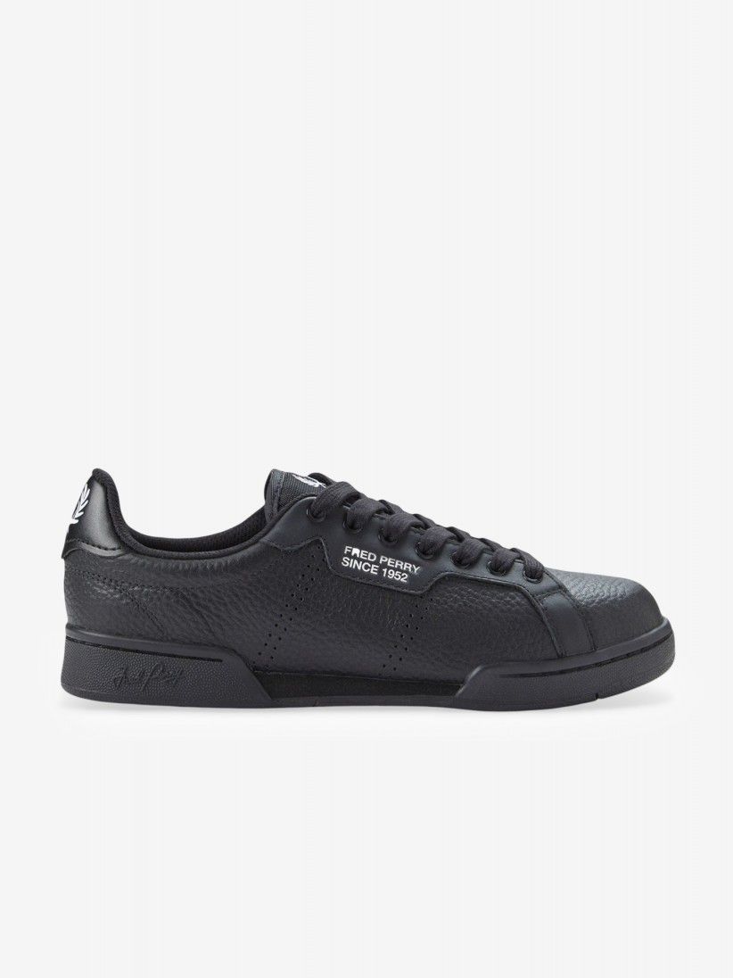 Sapatilhas Fred Perry B722 Pretas Em Couro Granulado