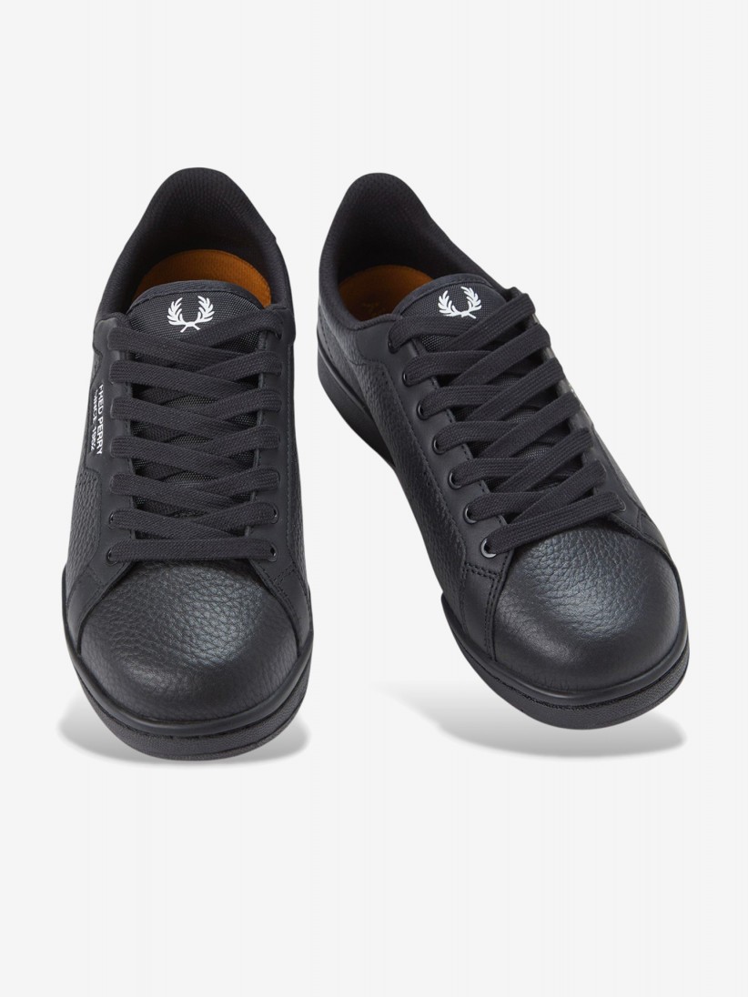 Sapatilhas Fred Perry B722 Pretas Em Couro Granulado