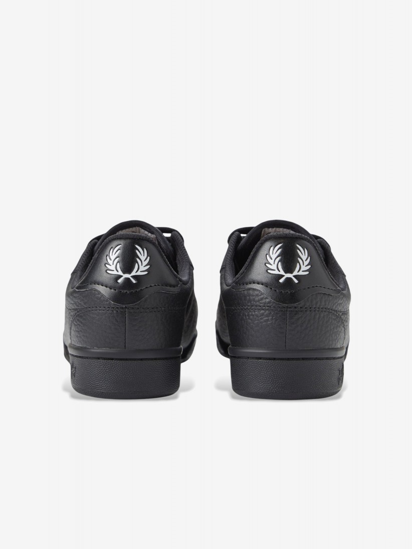 Sapatilhas Fred Perry B722 Pretas Em Couro Granulado