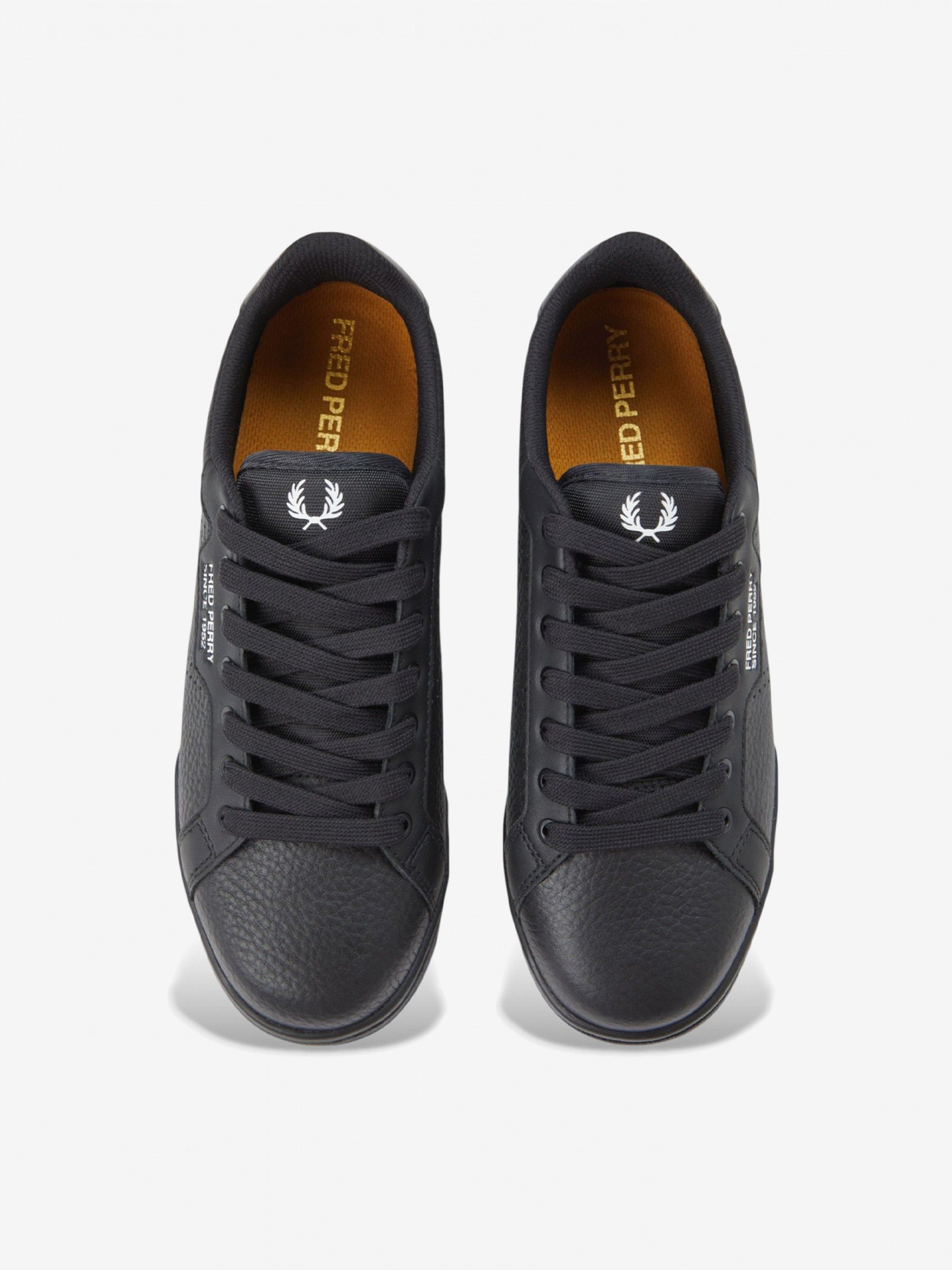 Zapatillas Fred Perry B722 Negras De Piel Granulada
