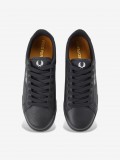 Sapatilhas Fred Perry B722 Pretas Em Couro Granulado