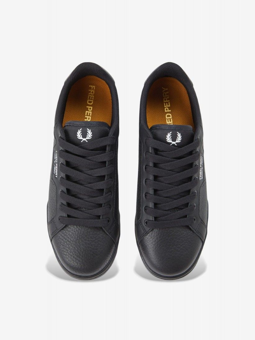 Sapatilhas Fred Perry B722 Pretas Em Couro Granulado